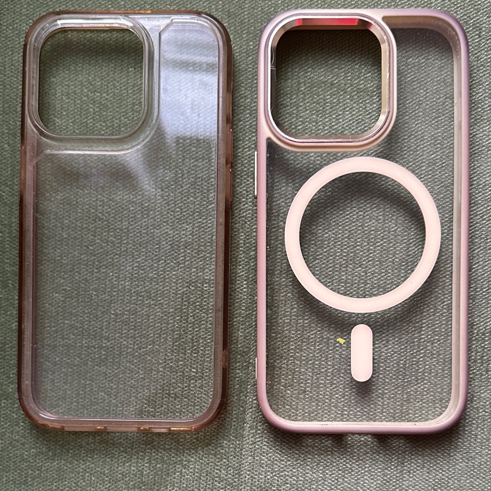 IPhone 14 Cases Transparent Pink Phone Case with MagSafe Compatibility